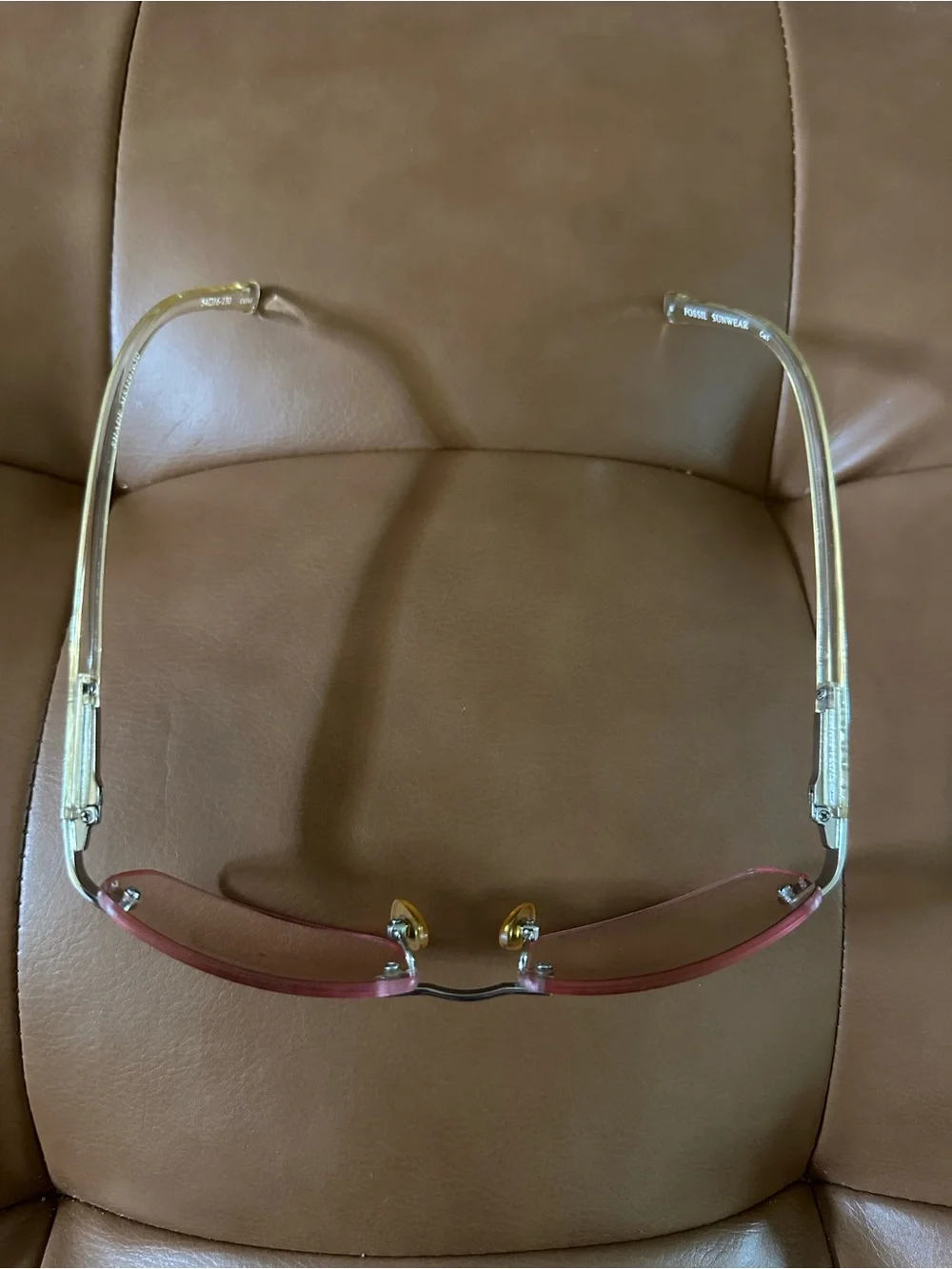 Vintage Y2K Fossil Rimless Light Pink Sunglasses for Women